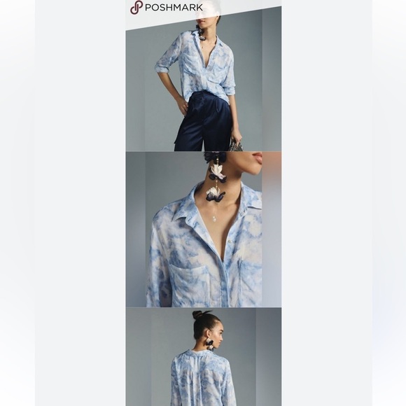 Cloth & Stone Light Blue Cloudy Button-Down Shirt size M - Picture 9 of 15